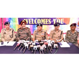 ADGP Jammu Zone Anand Jain addressing a press conference in Poonch on Saturday