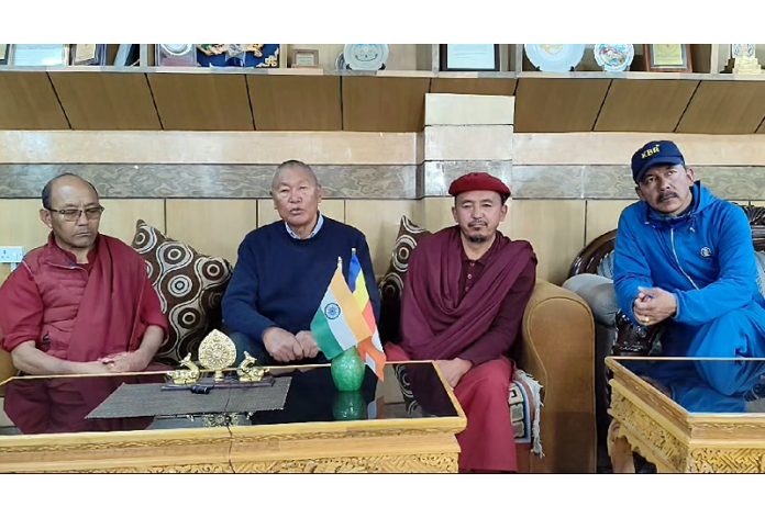 LBA leaders addressing a press conference in Leh on Sunday.