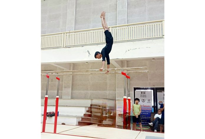 Gymnast performing during Inter District UT level championship.