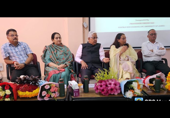 Vice Chancellor, University of Jammu, Prof. Umesh Rai along with different Heads of Department during a programme at Jammu University.