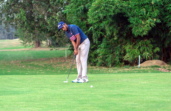 Golfer in action during round two of J&K Open 2024.