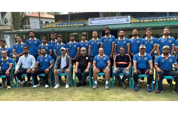 J&K cricket team posing alongwith JKCA member administration Brig. Anil Gupta.