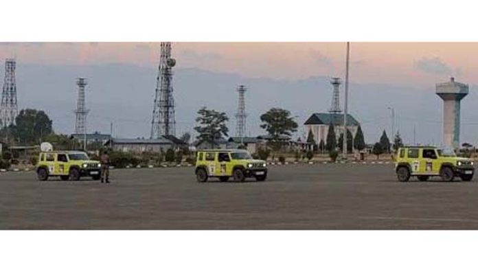 Indian Air Force-Uttarakhand War Memorial car rally arriving in Srinagar on Thursday.