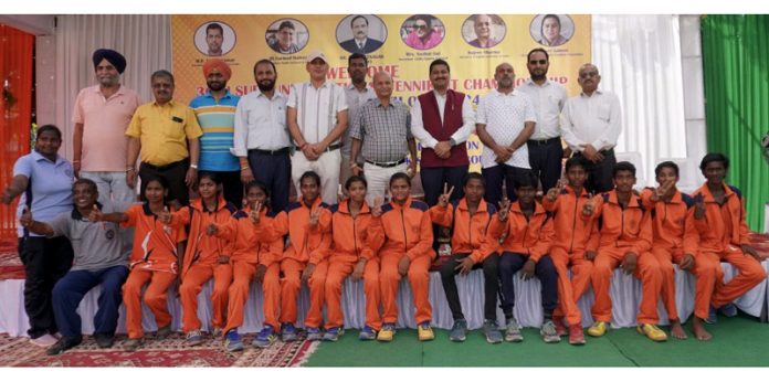 Dignitaries posing along with players during 36th Sub-Junior National Tenni-Koit Championship.