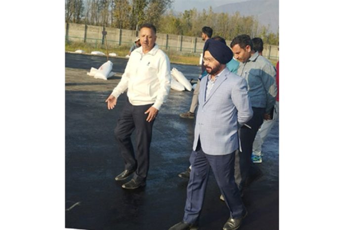 DG YSS Rajinder Singh Tara inspecting sports infrastructure.