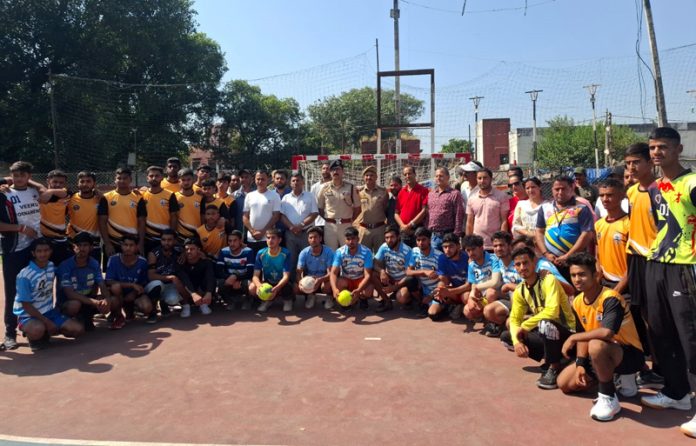 DIG Udhampur-Reasi Range, Rayees Mohammad Bhat posing along with Handball players.