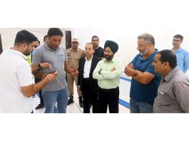 Director General of DYSS, Rajinder Singh Tara reviewing arrangements of National School Games venue on Wednesday.