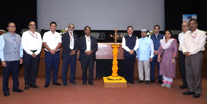 R.K. Chaudhary, CMD NHPC posing along with others during a function held in Jammu on Friday.