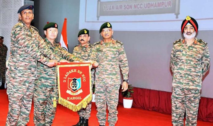 Lt Gen MV Suchindra Kumar GOC-in-C Northern Command inaugurating four NCC Units in Jammu, Kashmir, and Ladakh.