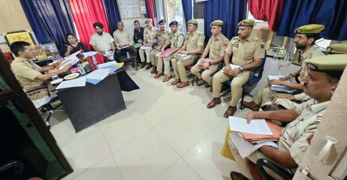 SSP Jammu chairing a meeting of police officers in RS Pura on Thursday.