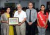 Actor Vishakha Singh receiving memento from KCPS Management.