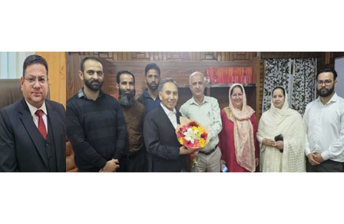 Officials felicitating Justice Tashi Rabstan on Monday.