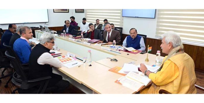 LG Manoj Sinha chairing the University Council meeting on Thursday.