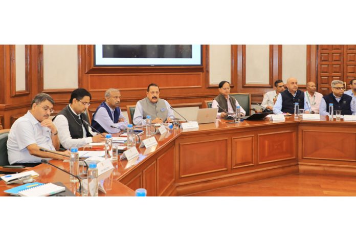 Union Minister Dr. Jitendra Singh  addressing a special ‘National Learning Week’ session  at PMO, South Block, New Delhi on Tuesday.Also seen are Principal Secretary to PM P.K. Misra and Advisors to PM Amit Khare and Tarun Kapoor.