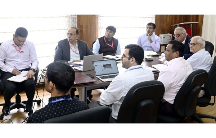 Dr Ashok Bhan chairing Governing Body meeting of SMVD Narayana Hospital on Wednesday.