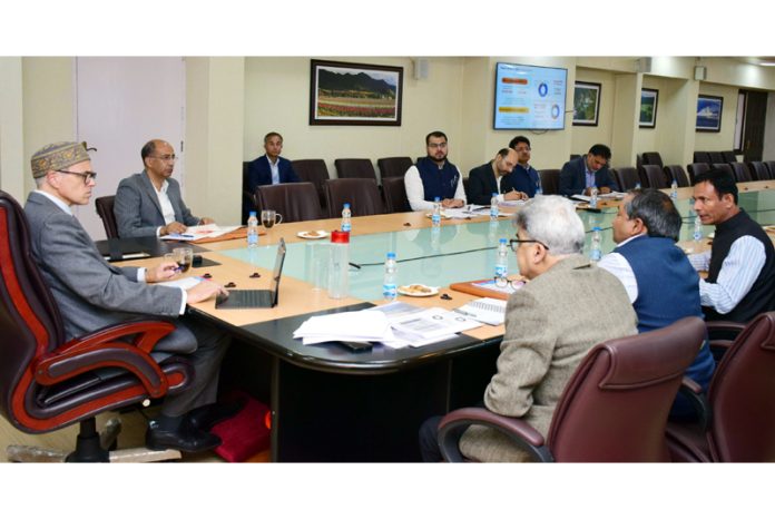 Chief Minister Omar Abdullah chairing a meeting.