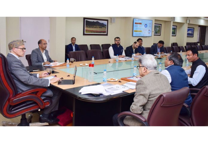 Chief Minister Omar Abdullah chairing a meeting.