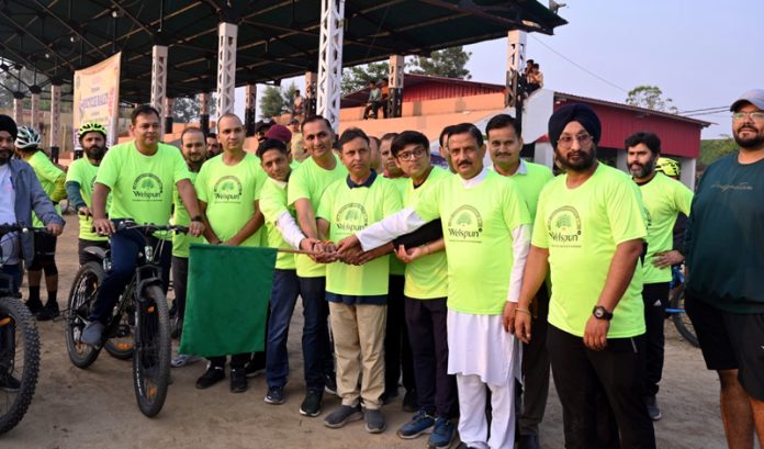 MLA Kathua, Dr. Bharat Bhushan flagging off a bicycle rally in Kathua on Sunday.