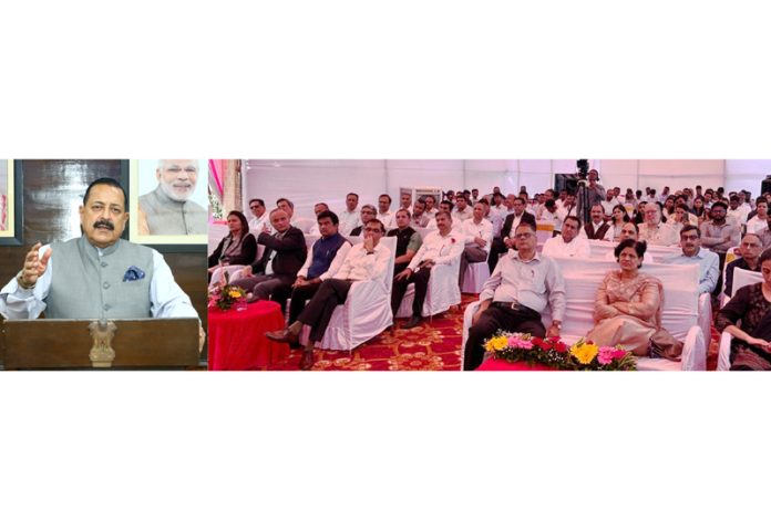 Union Minister Dr Jitendra Singh speaking after inaugurating India's first-ever Demonstration Facility for “Biopolymers” at Jejuri Pune, on Sunday.