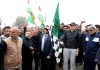 Chief Minister Omar Abdullah flagging off 'Run for Unity' from SKICC in Srinagar on Tuesday. — Excelsior/Shakeel