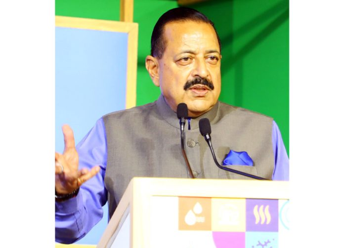 Union Minister Dr Jitendra Singh addressing the “Times Now” Global Sustainability Alliance’s 6th edition of the SDG Summit 2024 at New Delhi on Wednesday.