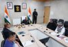 LG Ladakh, Brigadier (Dr) BD Mishra (Retired) chairing a meeting of officers of the School Education Department.