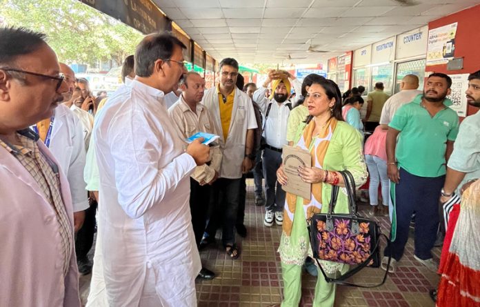 MLA Jammu West, Arvind Gupta during visit to Sarwal Hospital on Thursday.