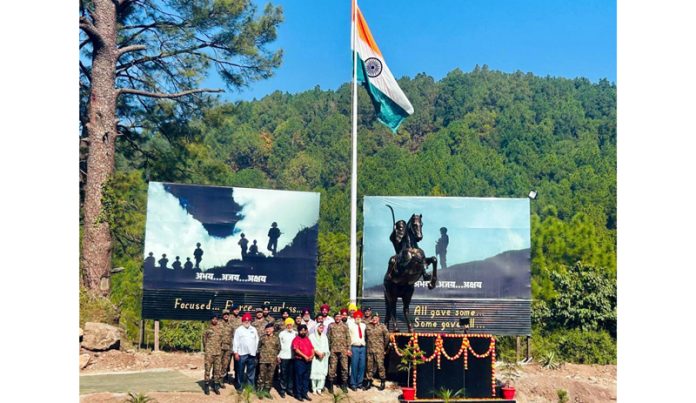 Statue of Baba Banda Bahadur being unveiled at Narian in Rajouri on Sunday.