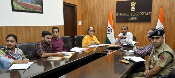 Divisional Commissioner Jammu chairing a meeting on Tuesday.