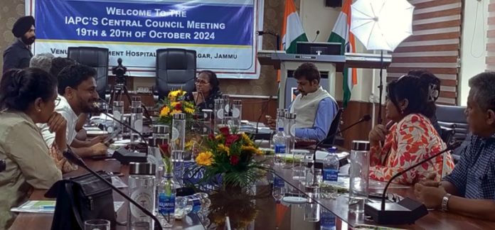 Members of Indian Association of Palliative Care governing council during a meeting at Jammu on Saturday.