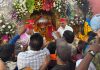 Devotees at Bawewali Mata temple on Thursday. -Excelsior/Rakesh