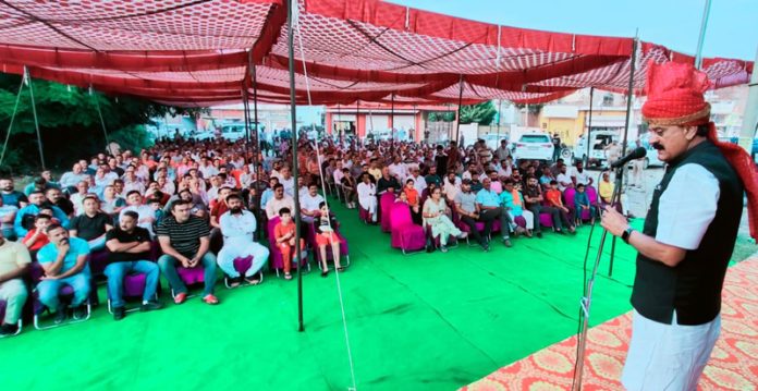 MLA Samba, Surjit Singh Slathia paying tribute to Brig. Rajinder Singh at village Rajinder Pura in Samba district on Sunday.