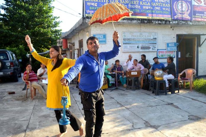 Artists performing during a workshop organized by BLSKS in Jammu on Wednesday.