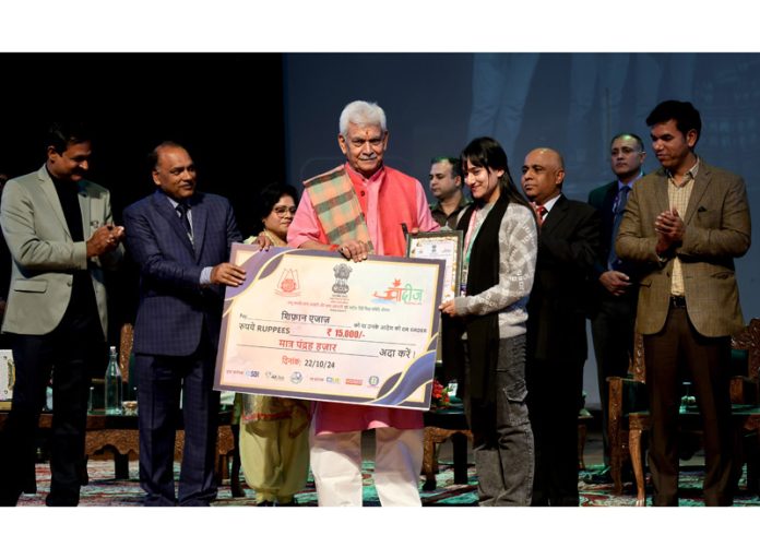 LG Manoj Sinha during Jashn-e-Sangam at Tagore hall in Srinagar. — Excelsior/Shakeel