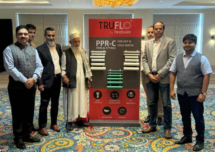 Rajesh Pajnoo, CEO, Truflo by Hindware launching new PPRC Pipes in Jammu on Wednesday.