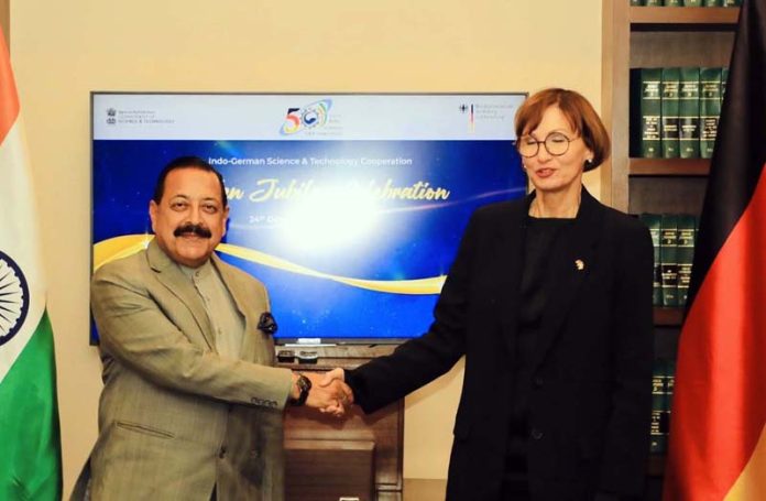 German Federal Minister of Education and Research, Bettina Stark-Watzinger calling on Union Minister Dr Jitendra Singh at New Delhi on Thursday.