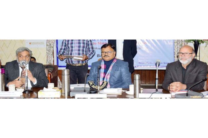 Minister of Jal Shakti Deptt Javed Ahmed Rana chairing a meeting on Thursday.