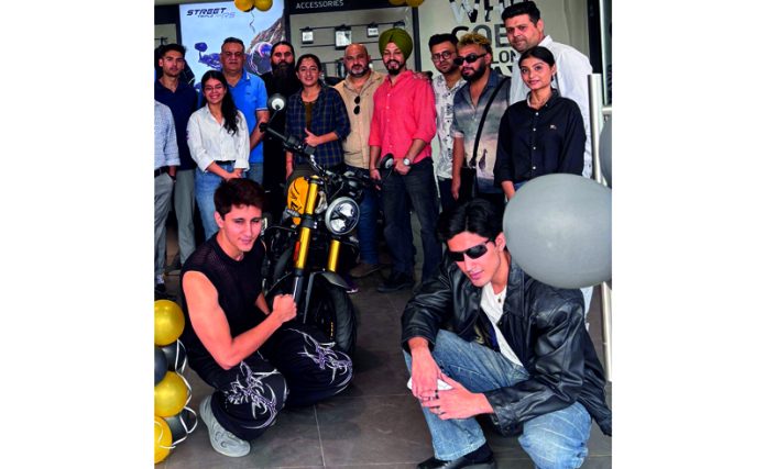 Jatinder Gupta, Chairman of AM Group launching new bikes in Jammu on Wednesday.