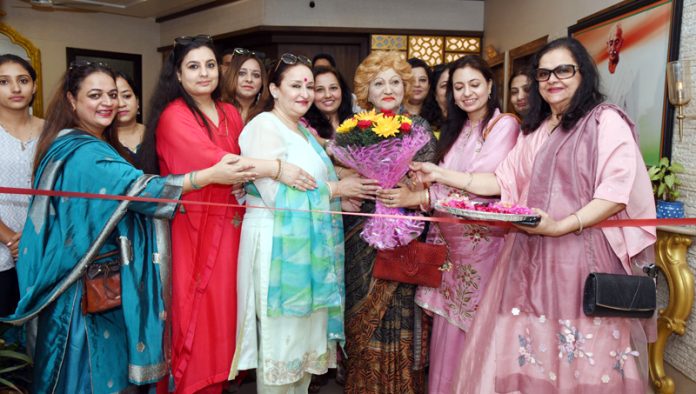 Anita Kapahi and Veena Handa inaugurating Karwa Chauth festival in Amar Singh Club on Friday.