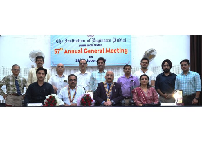 Jammu Local Centre team of Institution of Engineers (India) during AGM on Monday.