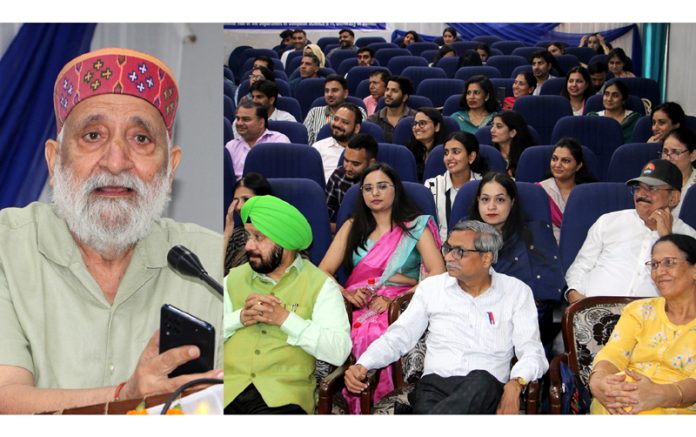 A dignitary addressing a seminar on ‘Maharaja Pratap Singh’ at University of Jammu on Wednesday.