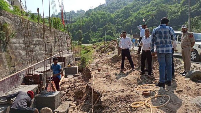 JMC Commissioner Dr Devansh Yadav inspecting a project of JSCL in Jammu on Thursday.