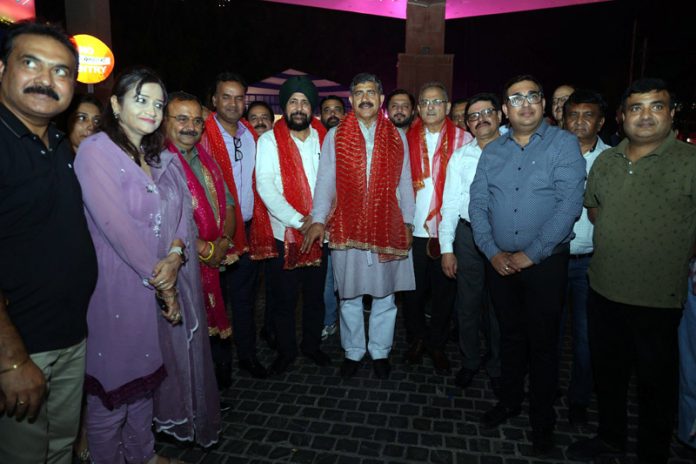 MP Jugal Kishore Sharma, along with other dignitaries, during the inauguration of Deepawali Utsav at Apsara Road Jammu on Wednesday.