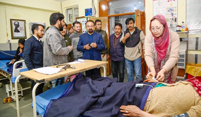 CEC Kargil, Dr Mohd Jaffer Akhoon during visit of Urban PHC, Kargil on Saturday.