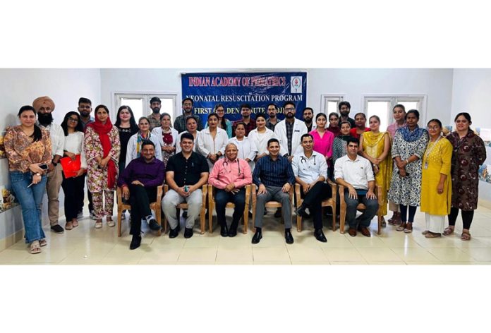 Medical professionals posing together after a workshop in ASCOMS Hospital, Jammu.