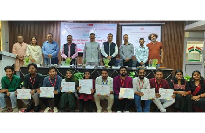 MP Jugal Kishore, VC CUJ Prof Sanjeev Jain and other dignitaries during a seminar in the University.