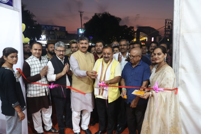 MP Jugal Kishore Sharma inaugurating a trade fair at Gandhi Nagar Jammu on Thursday.