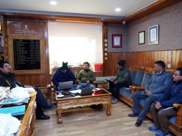 CEC LAHDC Leh, Advocate Tashi Gyalson, chairing a meeting of BSNL officials at the Council Secretariat.