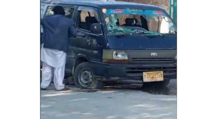 One of the vehicles damaged in the blast at Kurram in Pakistan.