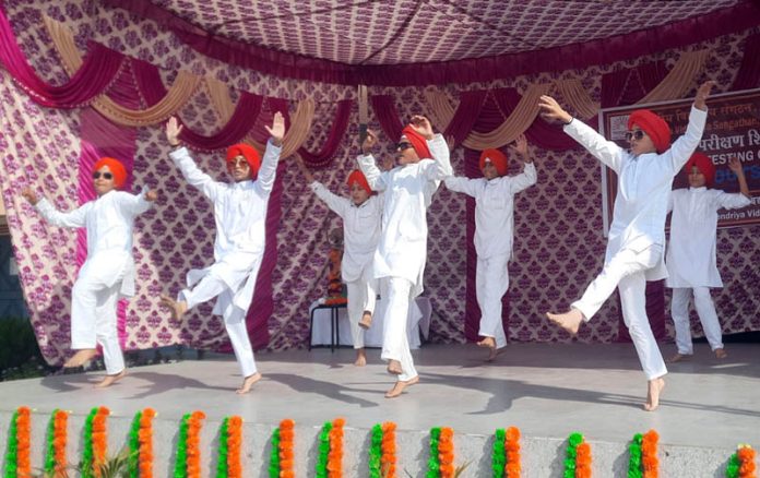 Students performing during a function organized at KVS Nagrota on Wednesday.